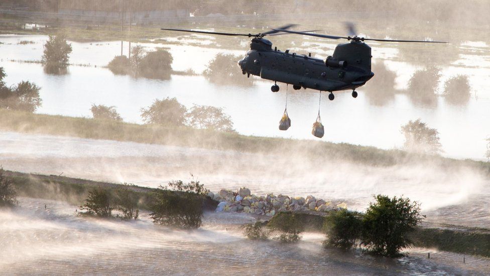 RAF Chinook dropping ballast