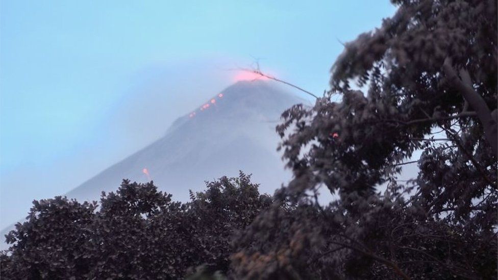 The Fuego Volcano in eruption, seen from Los Lotes, Rodeo, in Escuintla about 35km south of Guatemala City, on June 4, 2018.