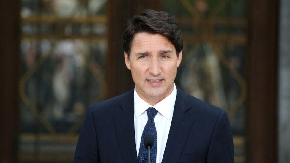 Canada's Prime Minister Justin Trudeau speaks during a news conference at Rideau Hall