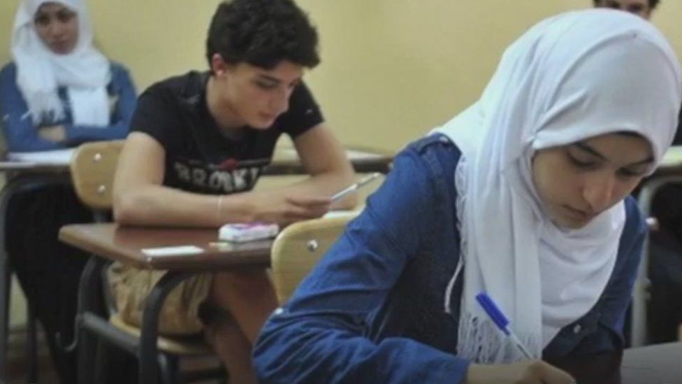 Algerians students sitting the baccalaureat
