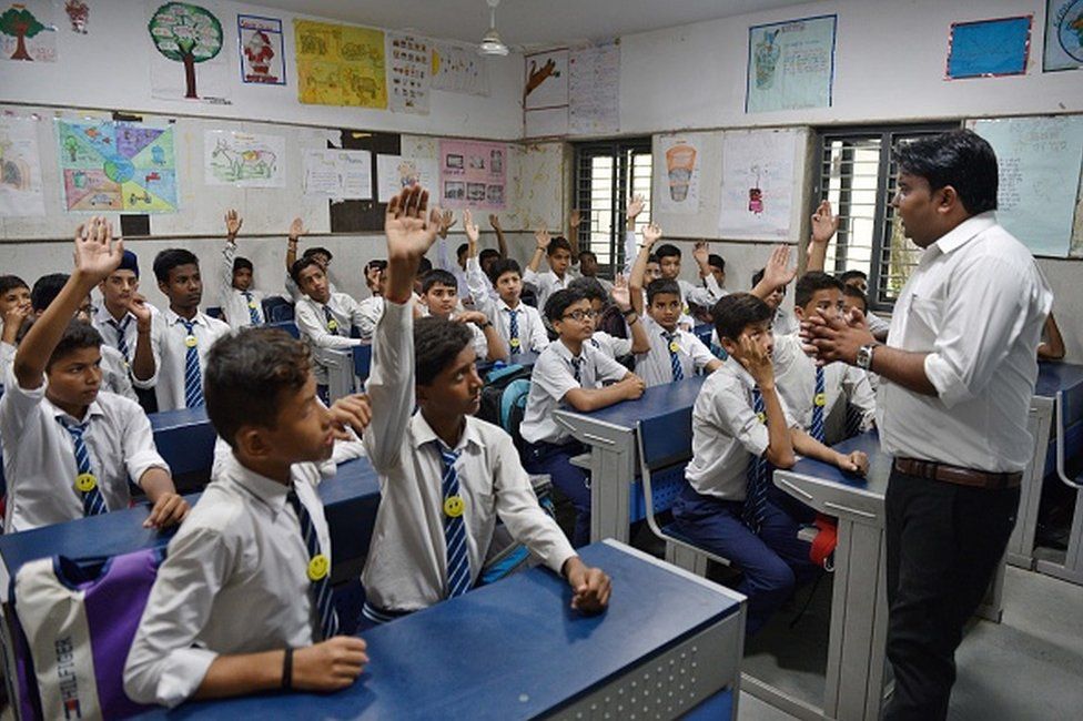 Suresh Kumar take the happiness class, an initiative of Delhi Government in every government school till 8th class at Kautilya Government Sarvodaya Bal Vidyalaya, Chirag Enclave, on August 21, 2018 in New Delhi, India.