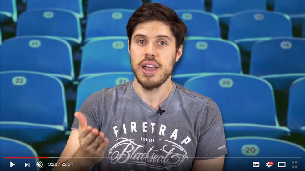 Adam Blampied presenting a video on YouTube