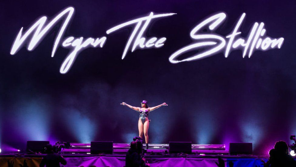 Megan Thee Stallion performs at the Other Stage during day four of Glastonbury Festival