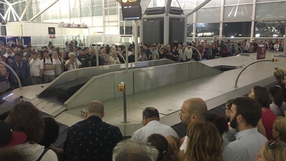 Queues at Stansted Airport