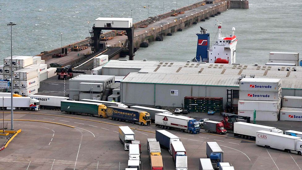 Lorries at the port of Dover