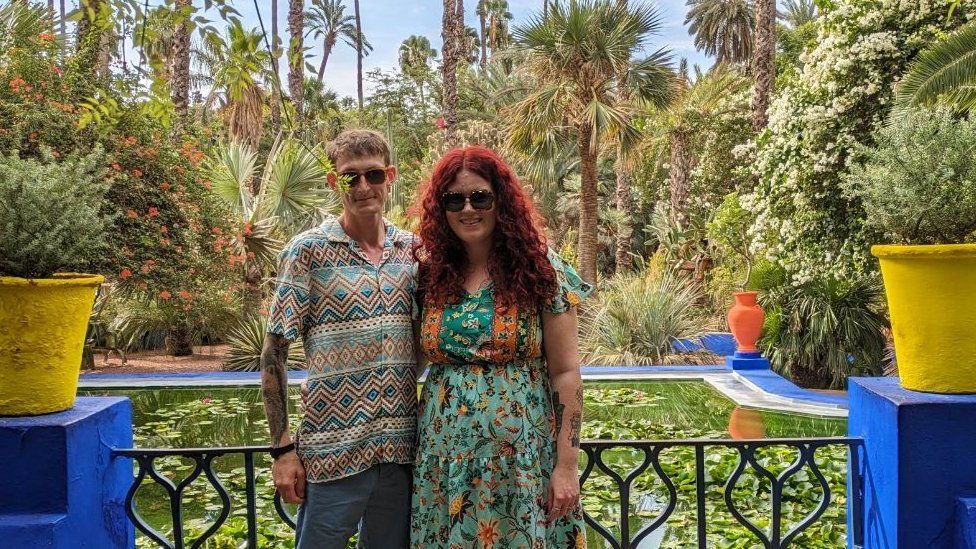 Caitlin and Jamie Faulkner, from Wigtownshire in Scotland, on honeymoon in Marrakesh