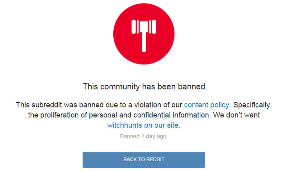 reddit: this community is banned