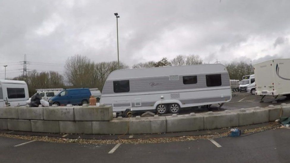 Travellers at Redbridge Park and Ride