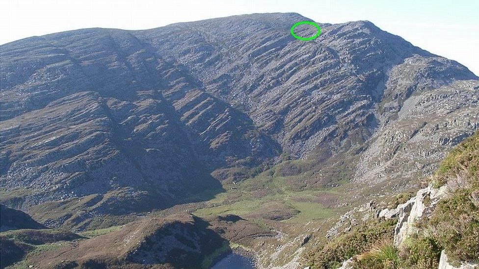 Location of crash site at Rhinog Mountains before the tragedy