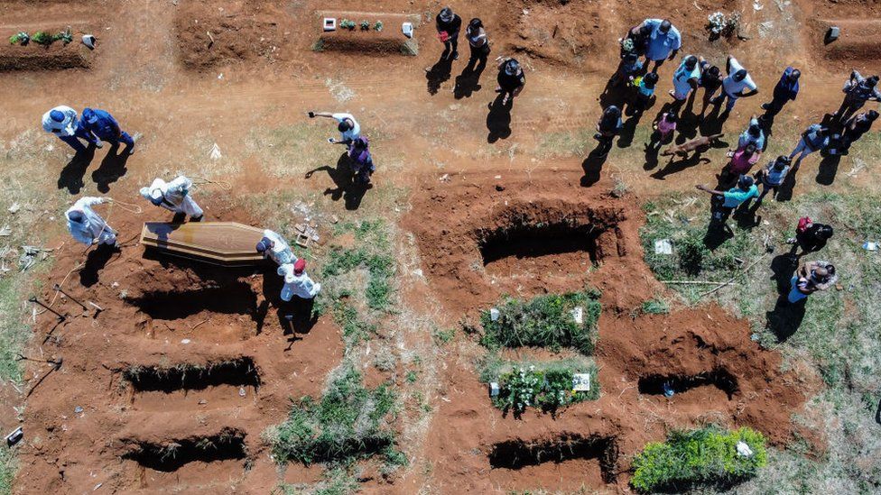 The Vila Formosa cemetery, where the bodies of the victims of the coronavirus pandemic are buried in Sao Paulo