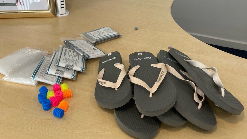 Flip-flops and mobile phone charging sockets