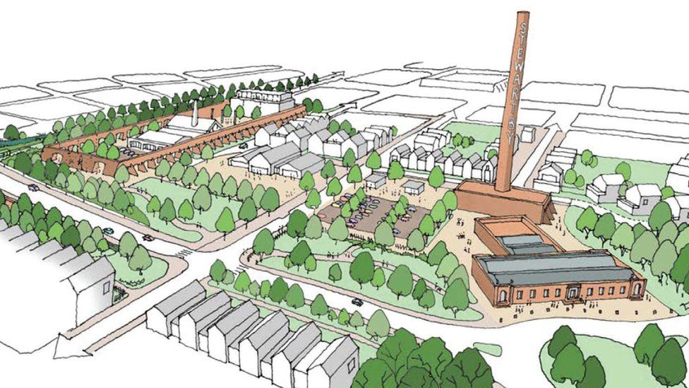 Artist's impression of the chimney in Stewartby