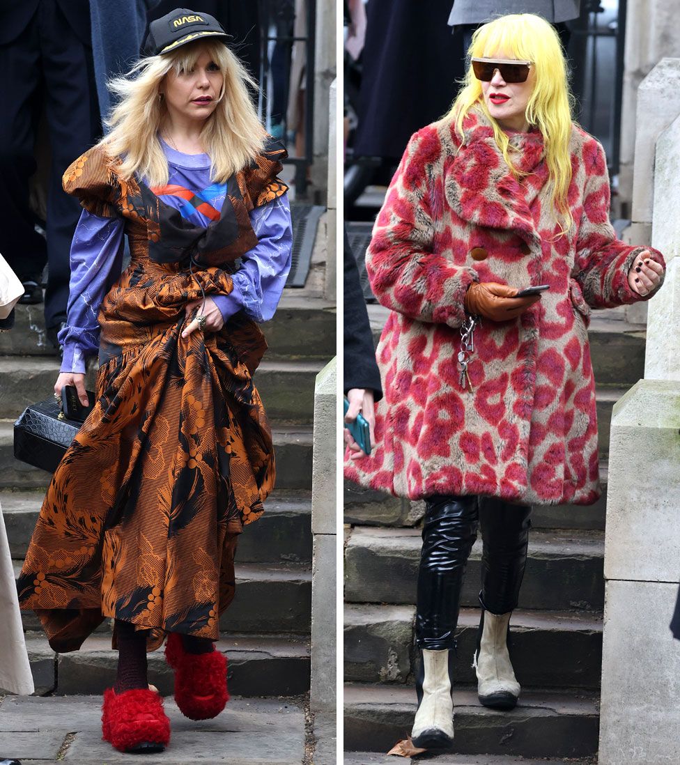 Paloma Faith and Pam Hogg arrive for a memorial service to honour and celebrate the life of fashion designer Dame Vivienne Westwood at Southwark Cathedral, London,