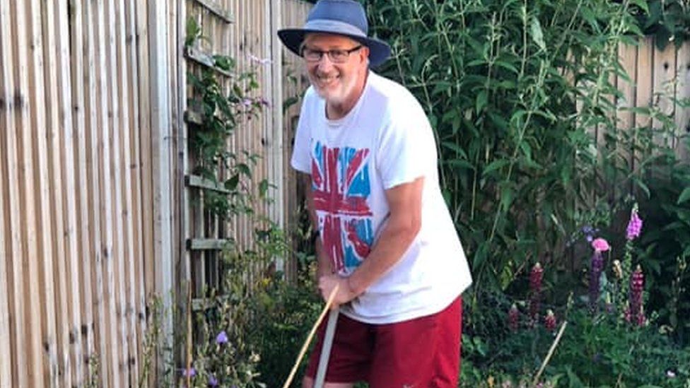 Mr Gibson in the garden