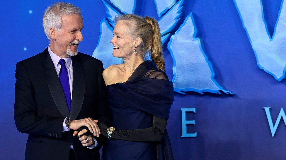Director James Cameron and his wife Suzy Amis Cameron arrive at the world premiere of "Avatar: The Way of Water" in London, Britain December 6, 2022