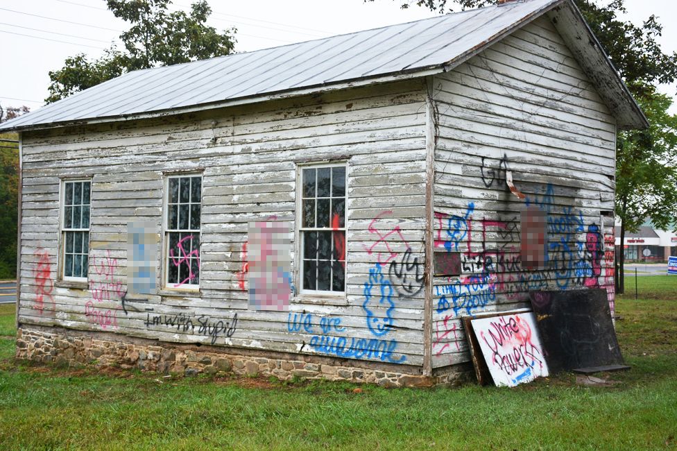 The Ashburn Colored School defaced with graffiti