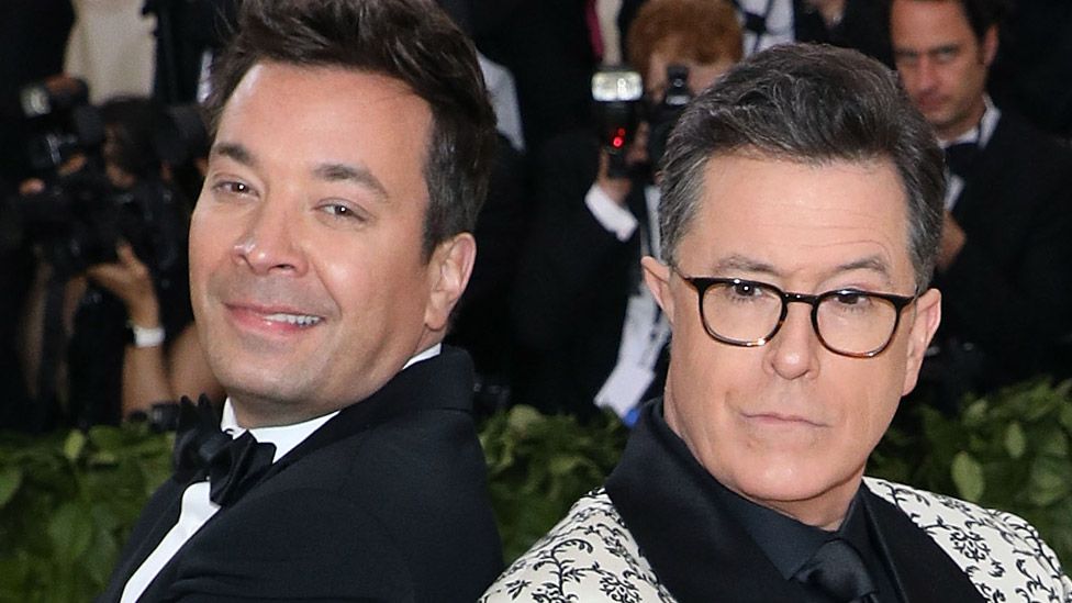 Jimmy Fallon and Stephen Colbert attend "Heavenly Bodies: Fashion & the Catholic Imagination", the 2018 Costume Institute Benefit at Metropolitan Museum of Art on May 7, 2018 in New York City