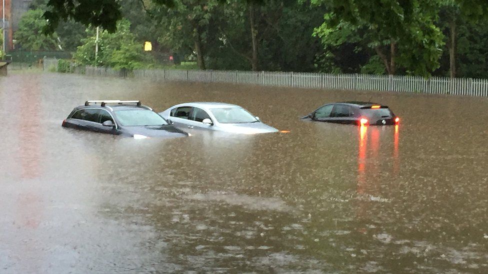 Three cars under water