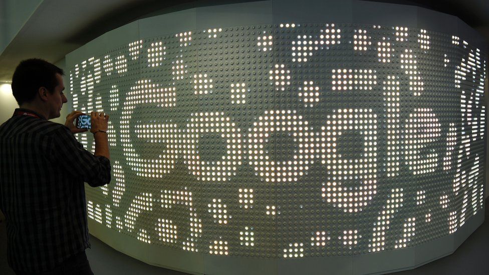 Google logo in lights