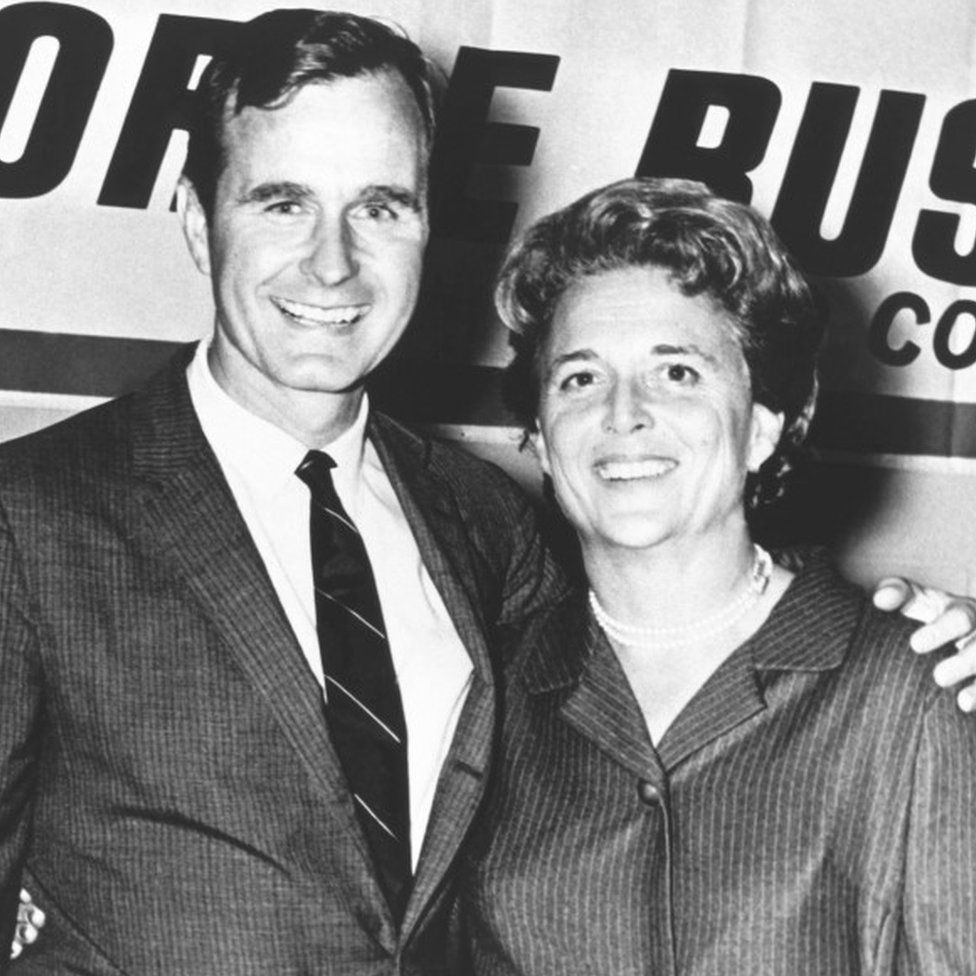 Barbara Bush campaigns with her husband in the early 1960s