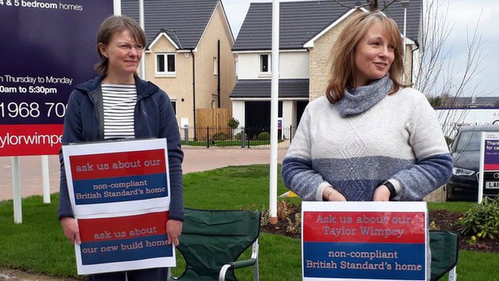Families joined forces to protest outside a Taylor Wimpey development