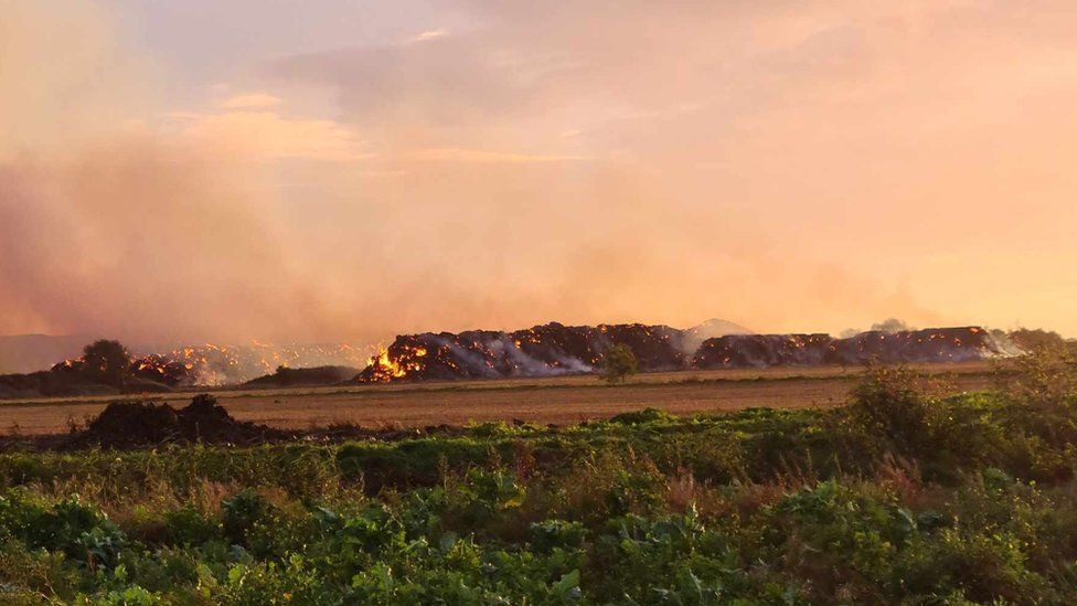 Kirton Holme early morning blaze rips through 9,000 hay bales BBC News