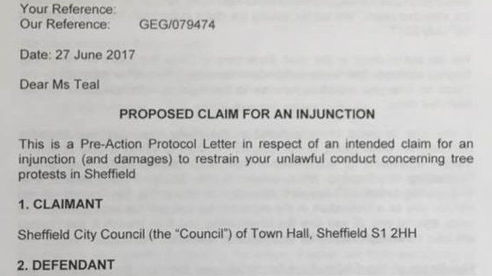 Letter from Sheffield City Council to Alison Teal