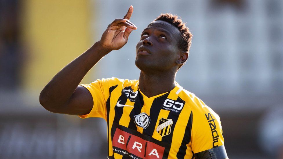 Sierra Leone striker Alhassan Kamara during his time at Swedish club Hacken BK