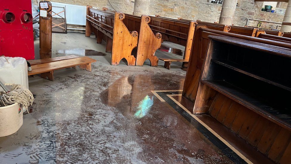 All Saints' Church's damaged floor