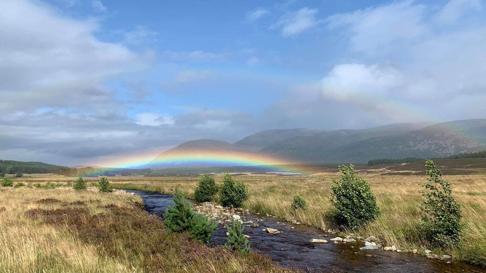 rainbow between the showers at Glen Feshie