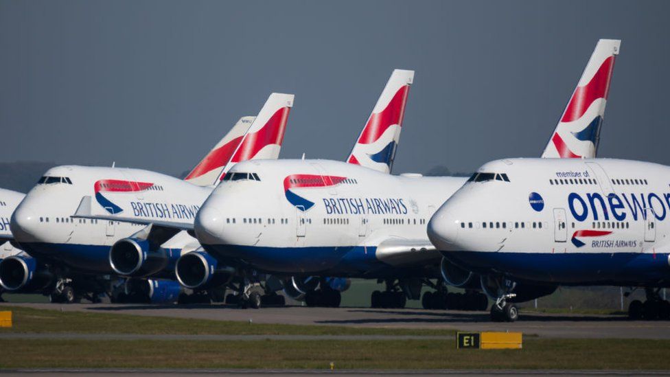 BA planes parked up at Bournemouth Airport