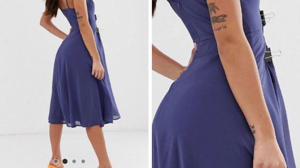 The dress that caused the controversy is modelled without the clips