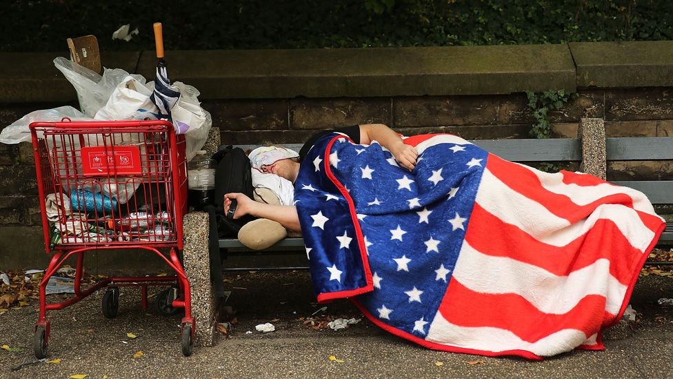A man sleeping rough in New York