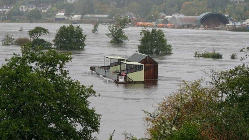 flooded Dell sports field in Kingussie