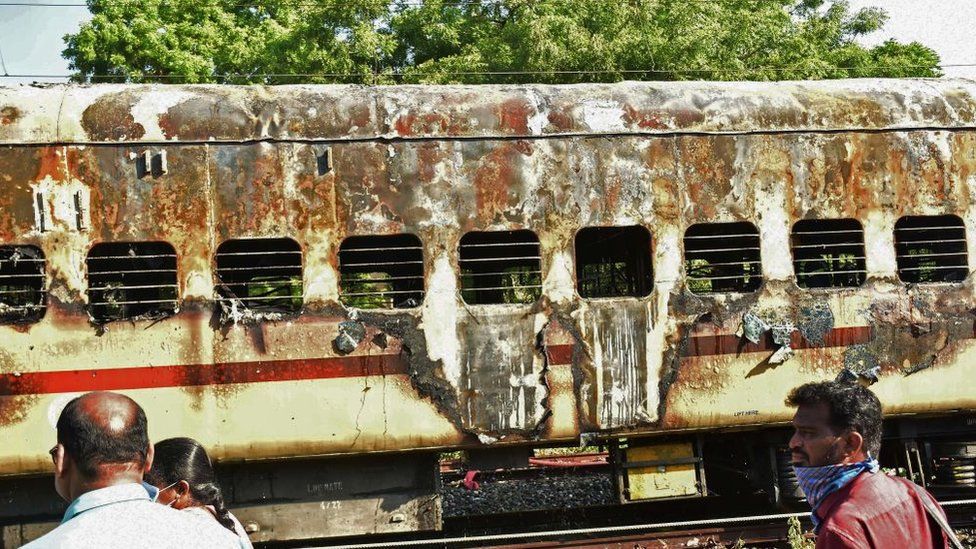 Carriage parked at Madurai railway station after a fire broke out, 26 August.