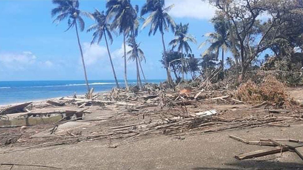 An image from the capital, Nuku’alofa, shows damage following Saturday's tsunami