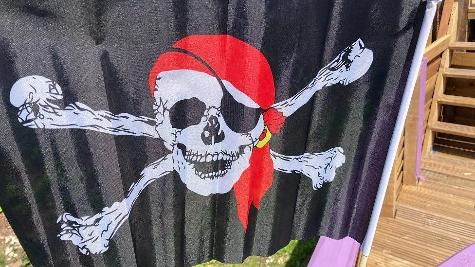 Pirate flag on the boat