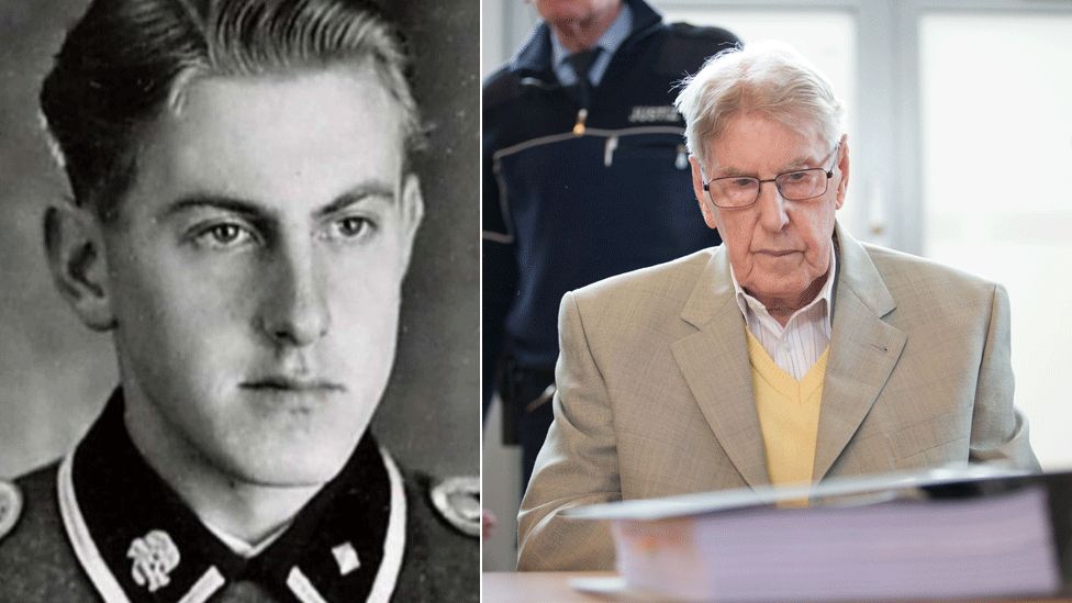 Reinhold Hanning as an SS soldier and now