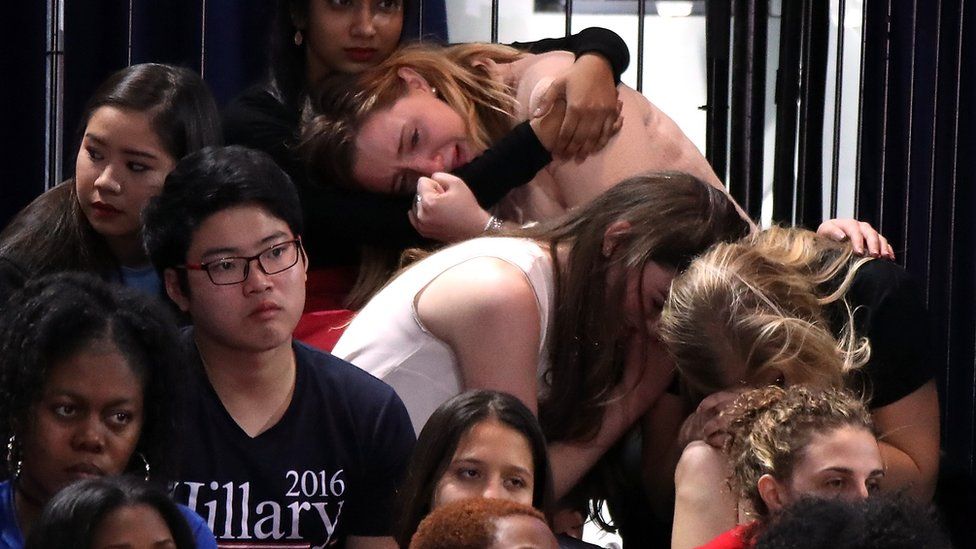 Clinton supporters are devastated on election night.