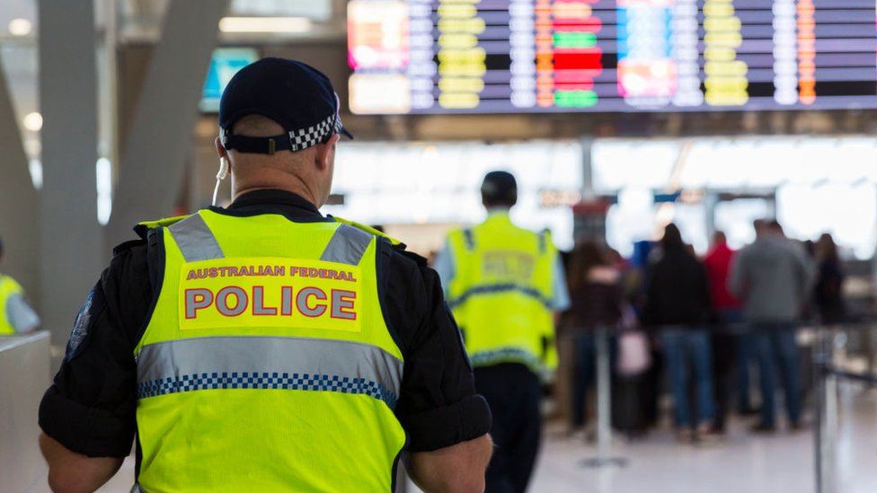 An Australian Federal Police officer at Sydney Airport