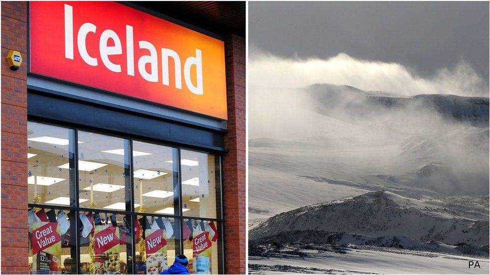 Iceland store next to Iceland landscape