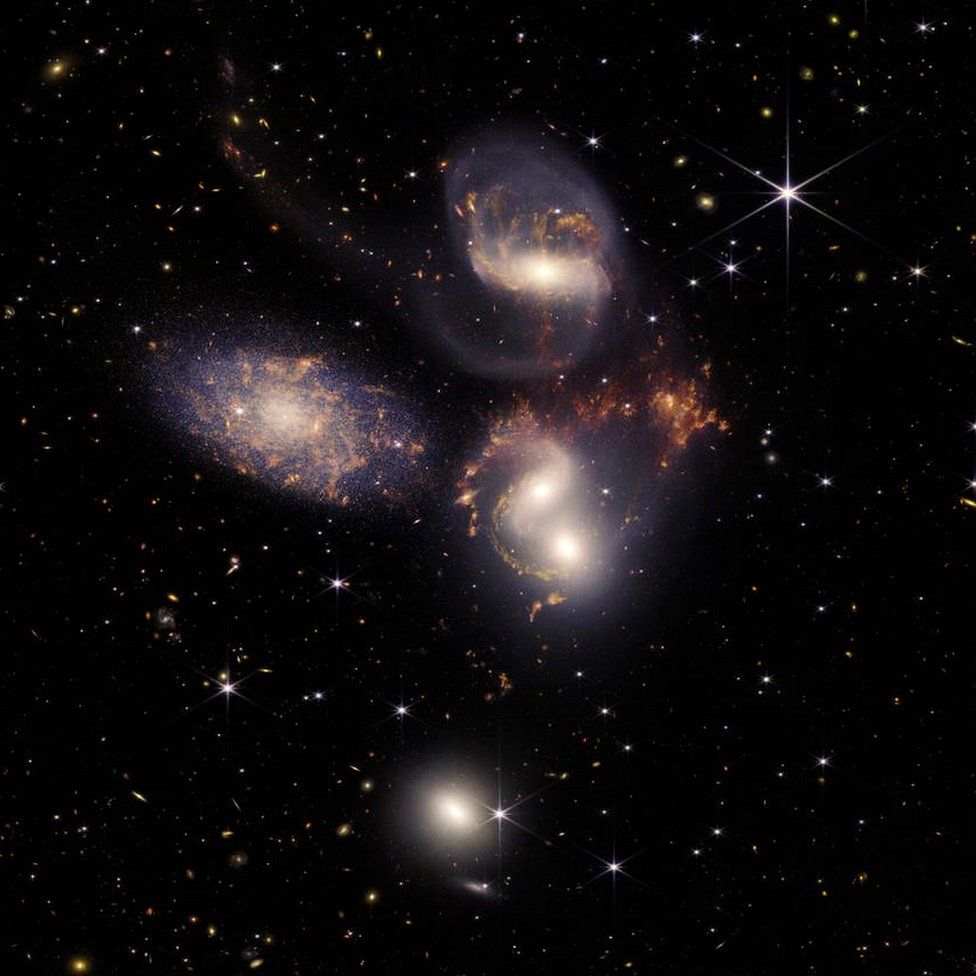 Stephan’s Quintet, a visual grouping of five galaxies