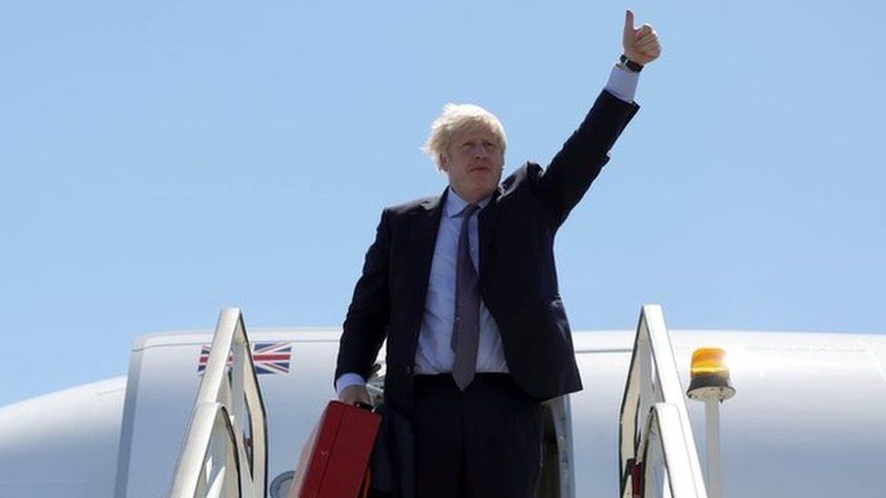 Boris Johnson arrives in Cornwall