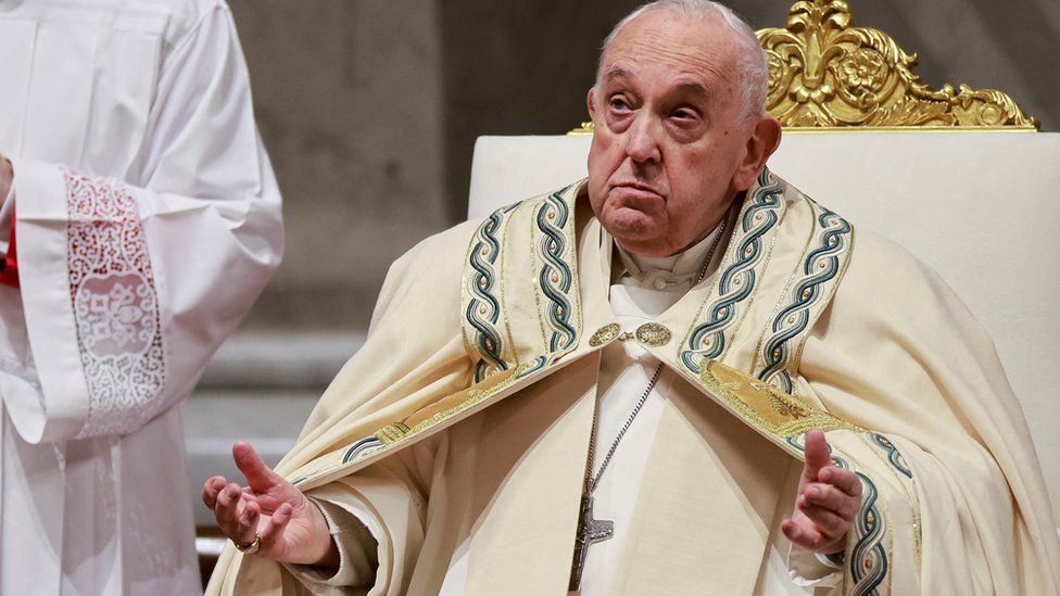 Pope Francis presides over the Easter Vigil in St Peter's Basilica