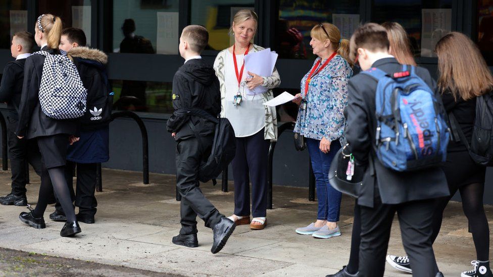 Pupils returned to St Paul's High School in Glasgow for the first time since the start of the coronavirus lockdown