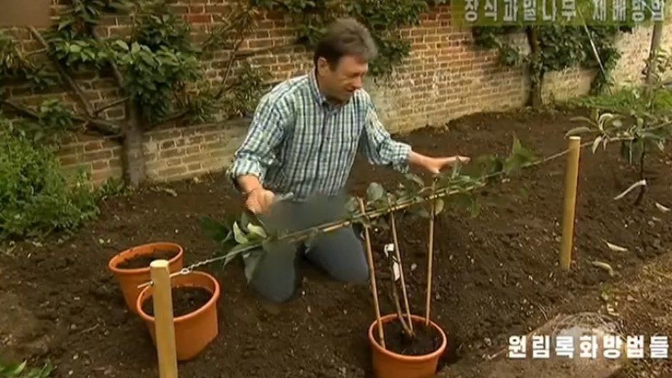 Alan Titchmarsh's trousers are blurred in this shot from the edited BBC television programme