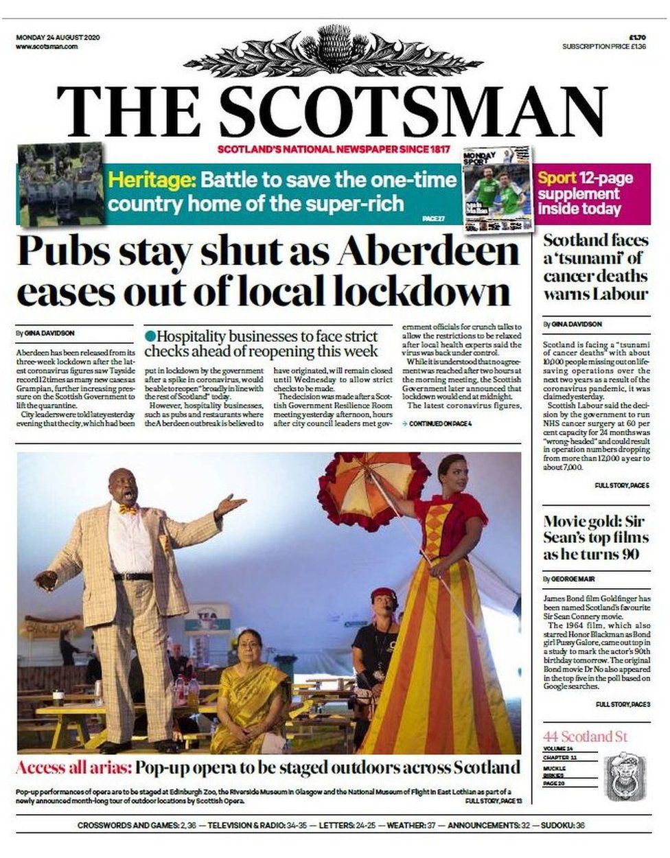 Scotland's papers Facemask fears and 'tsunami' of cancer deaths BBC News