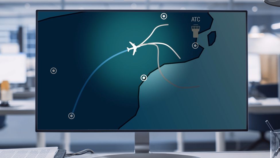 Карта, показывающая различные маршруты полетов
