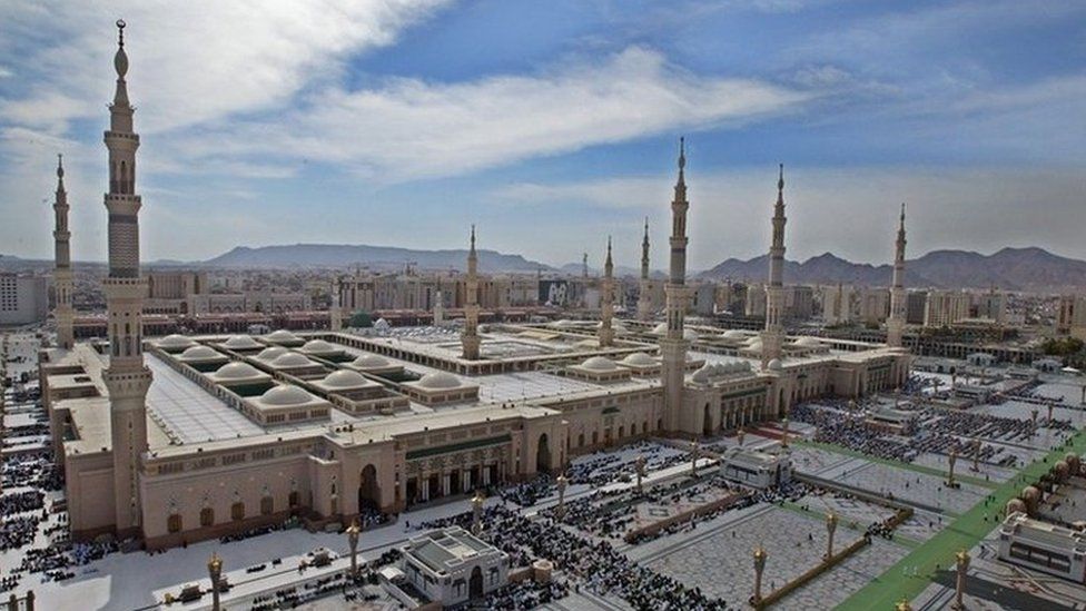The Prophet Muhammad mosque on in the holy city of Medina