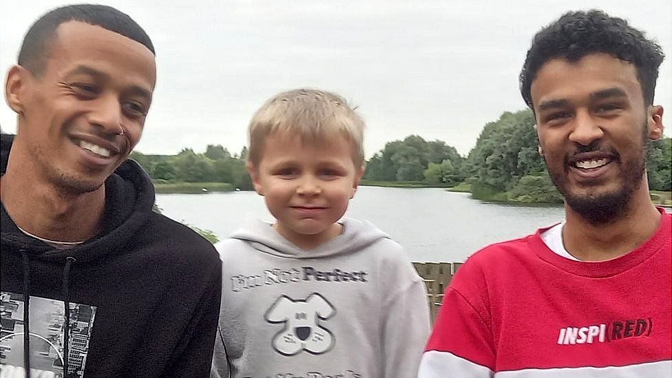 Jermaine (left), Kofi Reid (right) and seven-year-old Frankie (centre)